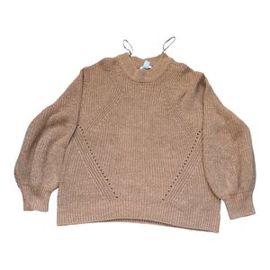 H&M Sweater Womens Sz L Brown  Oversized Relaxed Fit Open Knit Grunge Academia